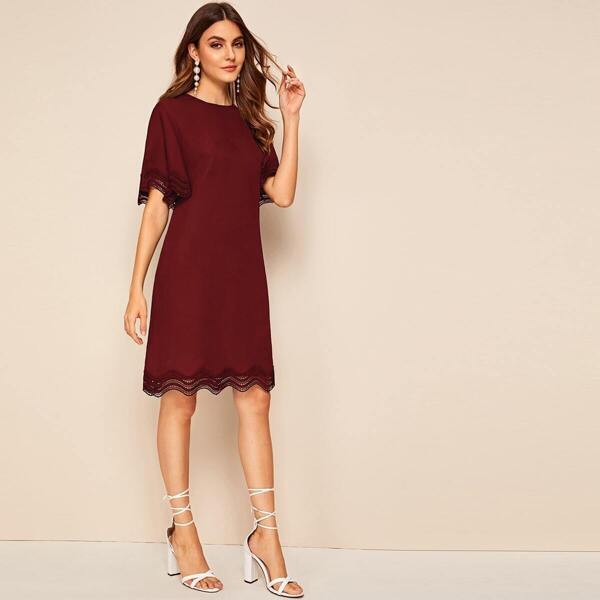

Crochet Panel Butterfly Sleeve Midi Dress