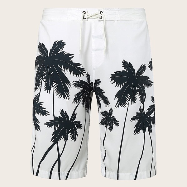 

Men Random Tropical Print Drawstring Waist Shorts