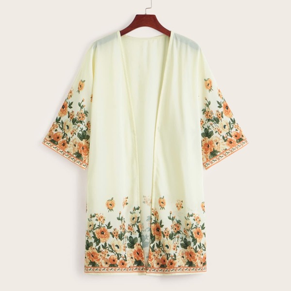 

Floral Print Open Front Kimono