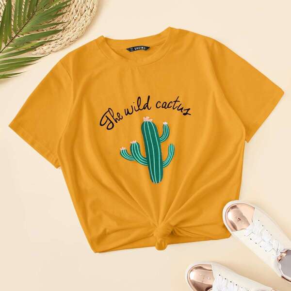 

Plus Short Sleeve Graphic Print Top