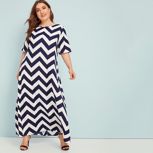 

Plus Chevron Print Maxi Dress