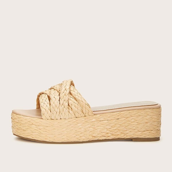 

Open Toe Espadrille Wedges, Khaki