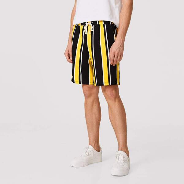 

Men Drawstring Waist Striped Shorts