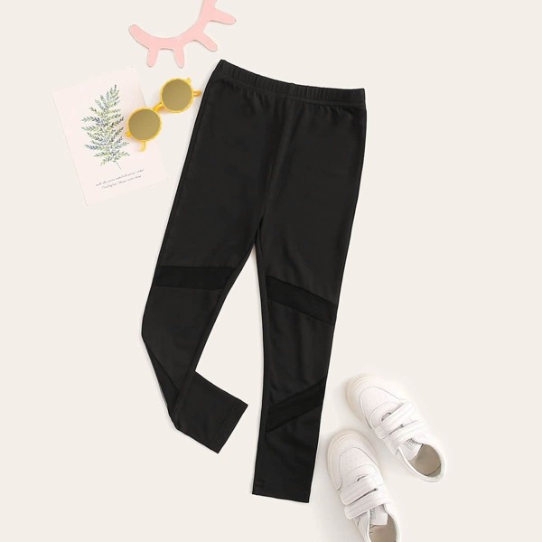 

Toddler Girls Elastic Waist Contrast Panel Leggings