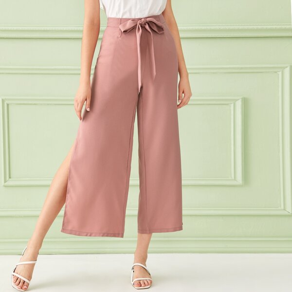 

Zip Side Tie Front Split Pants