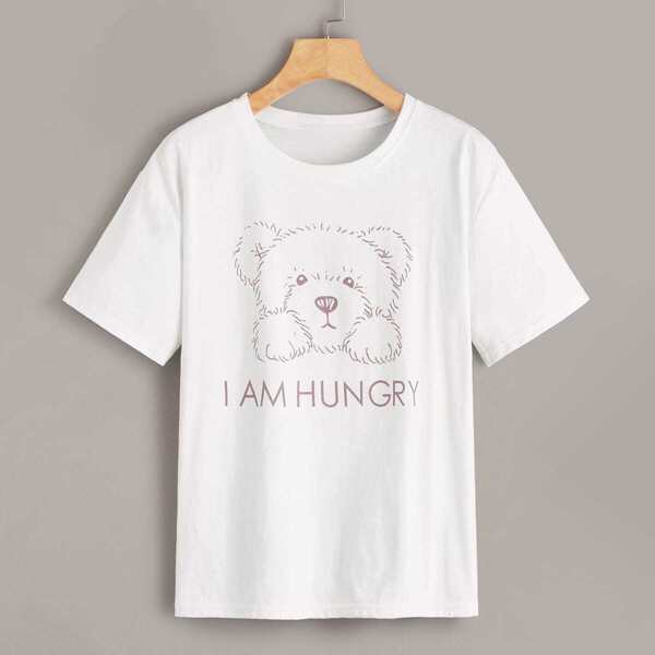 

Cartoon & Letter Print Tee