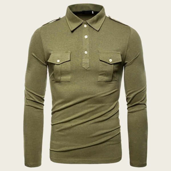 

Men Dual Pocket Half Placket Polo Shirt