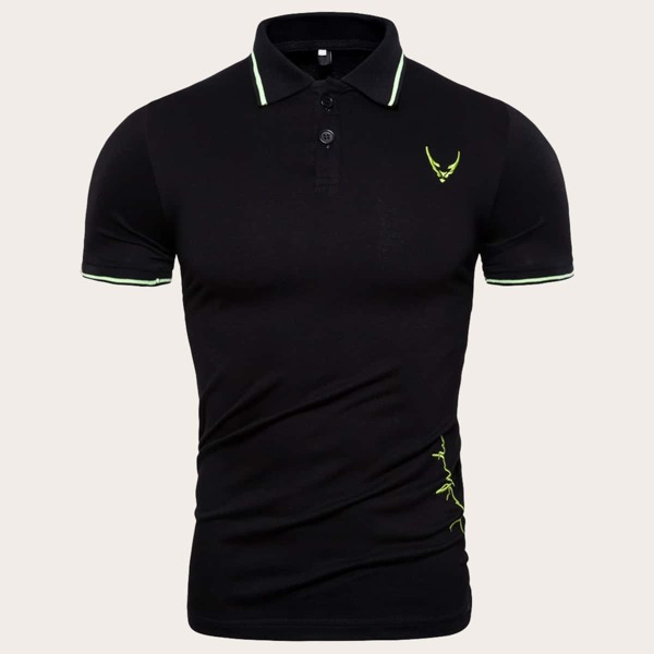 

Men Embroidered Half Placket Polo Shirt