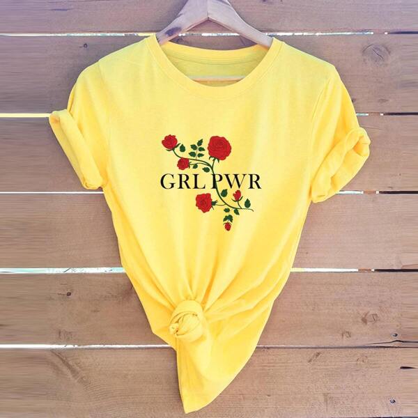 

Floral & Letter Print Tee