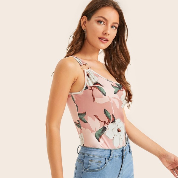 

One Shoulder Floral Print Bodysuit