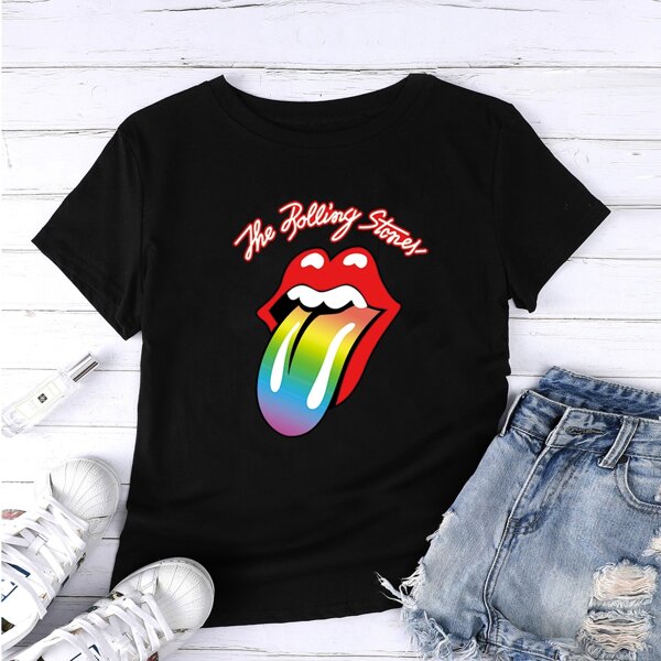 

Letter & Lip Print Tee