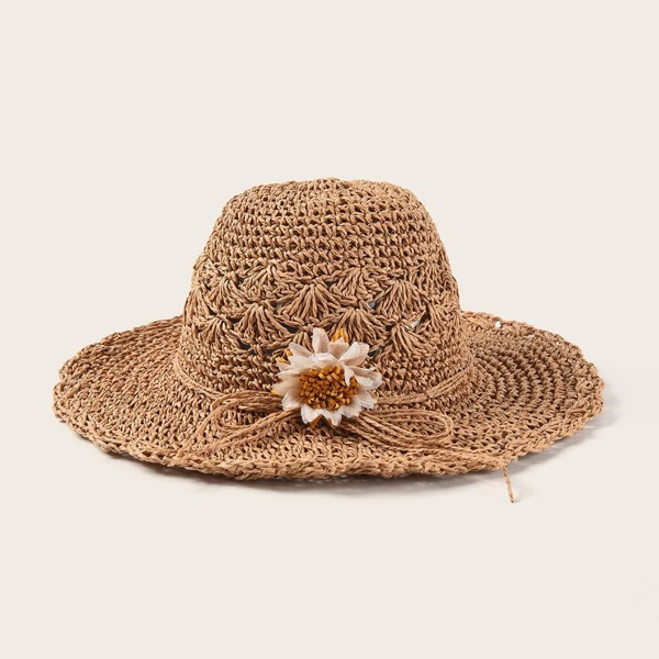

Flower & Bow Knot Decor Floppy Hat
