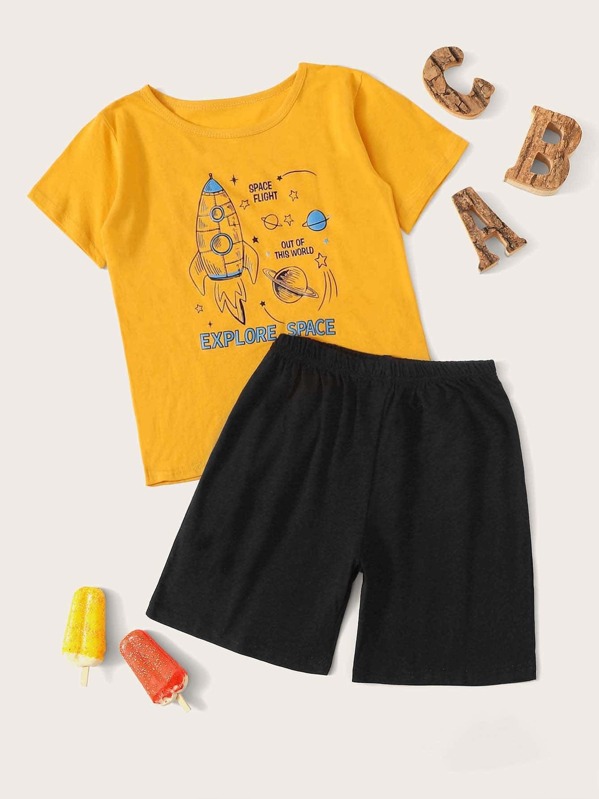 

Boys Rocket Print Pajama Set, Multicolor