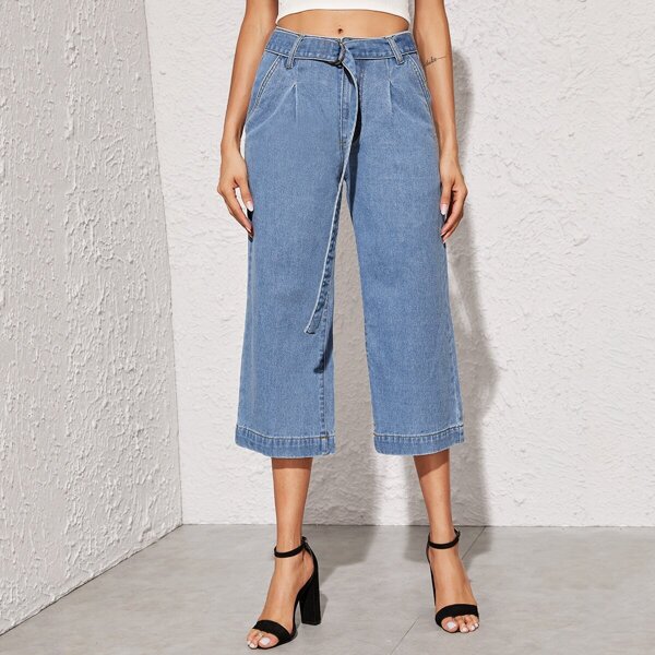

Belted Capris Wide Leg Jeans