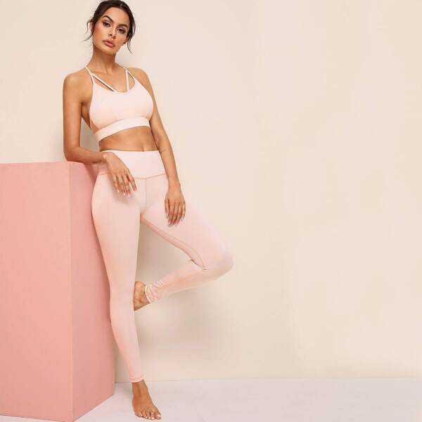 

Criss Cross Cami Top & Leggings, Pink