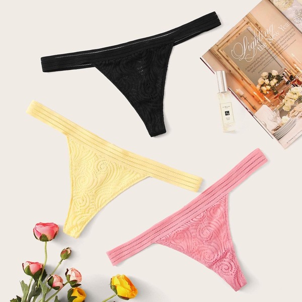 

Plus Floral Lace Panty Set 3pack