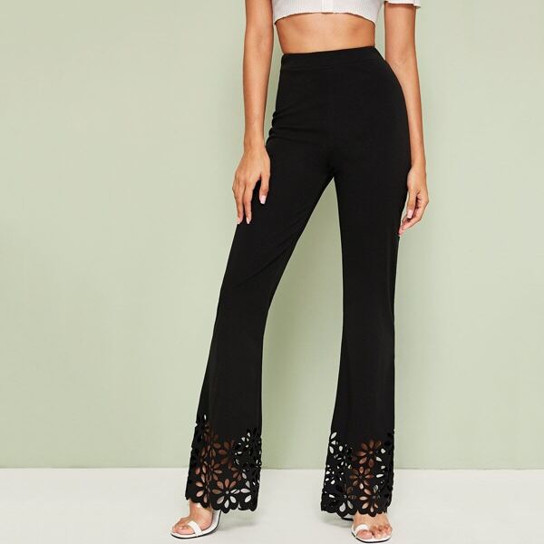 

Laser Cut Hem High Rise Pants