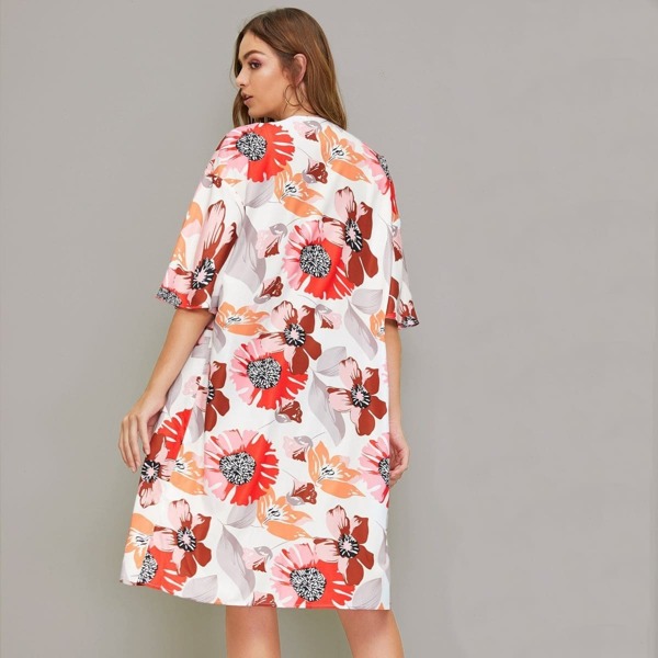 

Floral Print Drop Shoulder Kimono