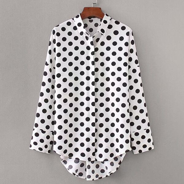 

Polka Dot High Low Hem Blouse