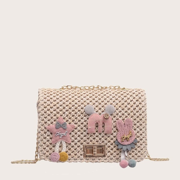 

Girls Star Patch Woven Chain Bag