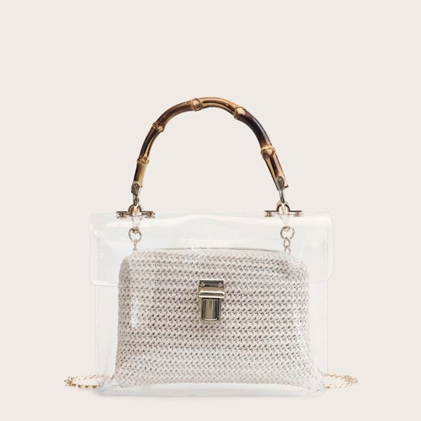 

Clear Bag With Woven Inner Pouch