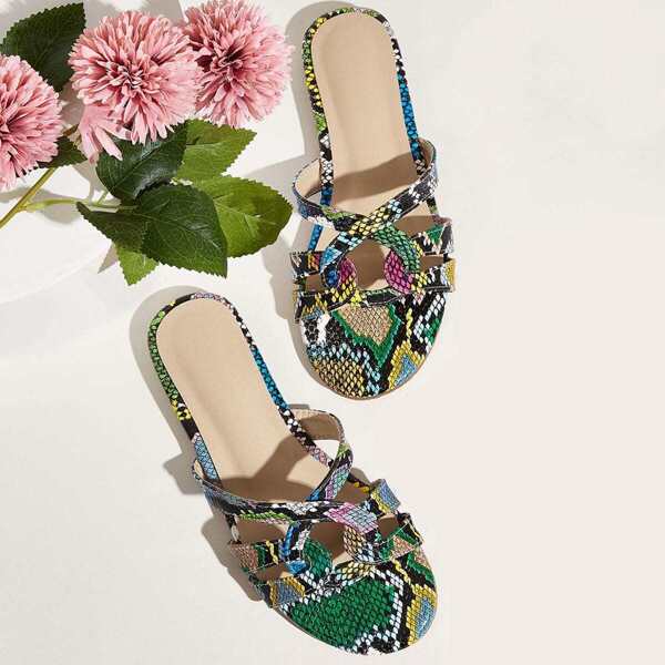 

Open Toe Cut Out Flat Sliders
