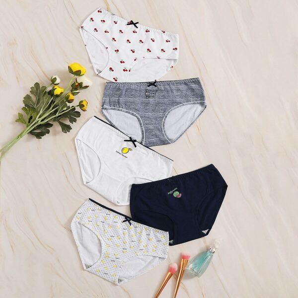 

Mixed Print Panty Set 5pack, Multicolor