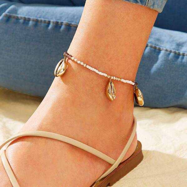 

Shell Charm Beaded Anklet 1pc, Multicolor