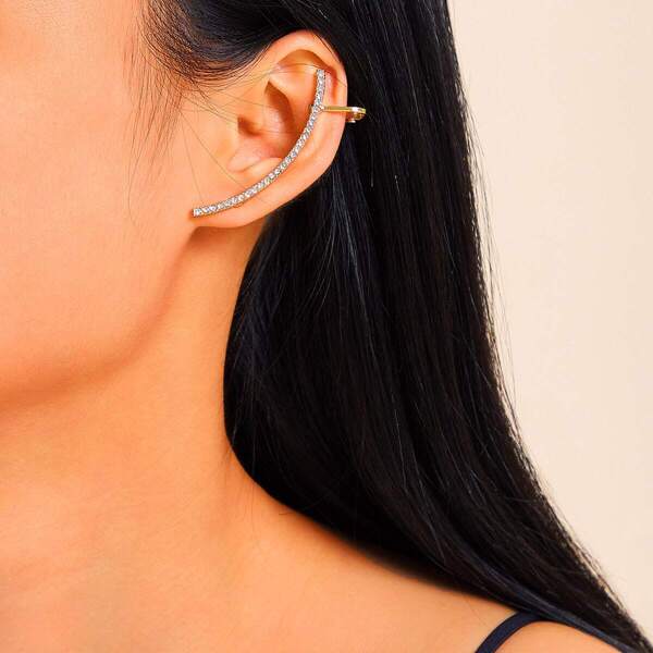 

Rhinestone Decor Stud Earrings 3pcs, Gold