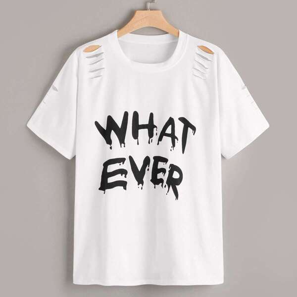 

Plus Letter Graphic Ripped Tee