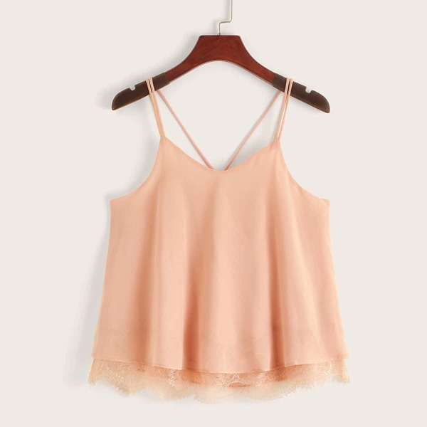 

Lace Hem Criss Cross Back Cami Top