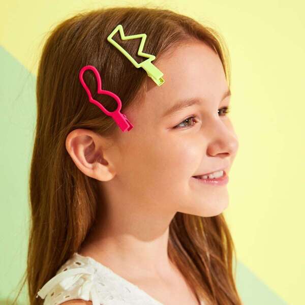 

Toddler Girls Heart & Crown Neon Hair Clip 2pairs
