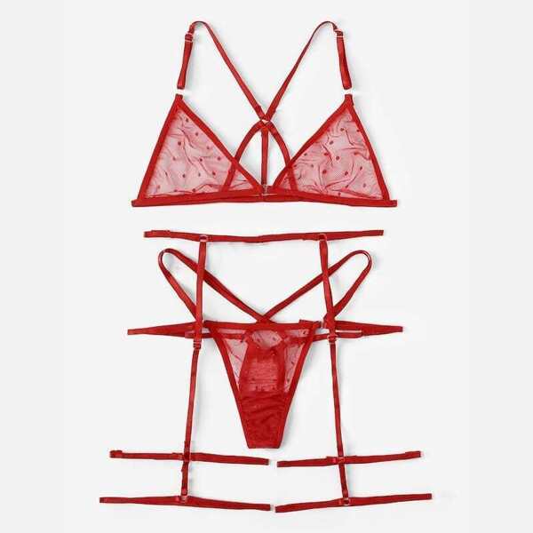 

Plus Floral Lace Harness Garter Lingerie Set