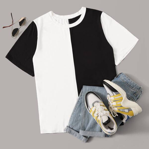 

Plus Two Tone Contrast Sleeve Tee