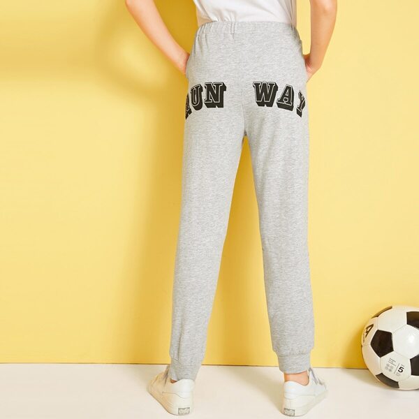 

Girls Letter Print Slant Pocket Sweatpants