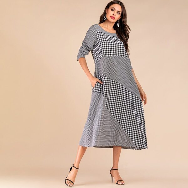 

Gingham Hidden Pocket Longline Dress