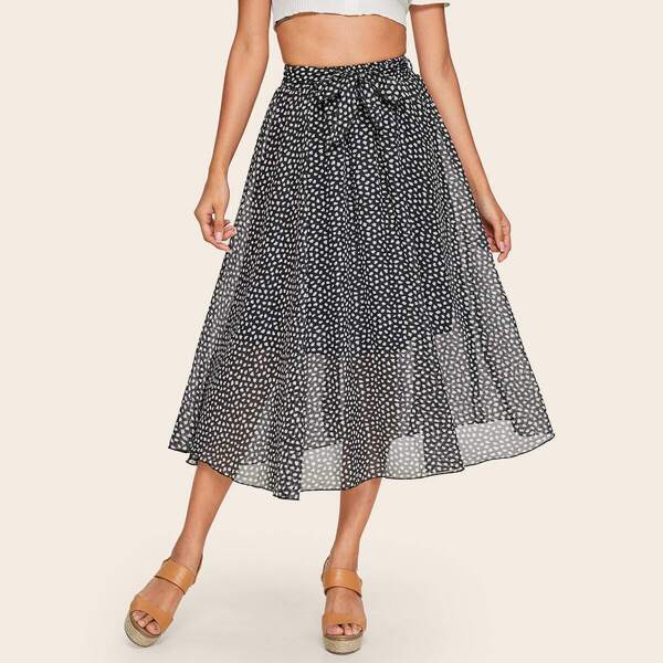 

Confetti Print Self Tie Skirt