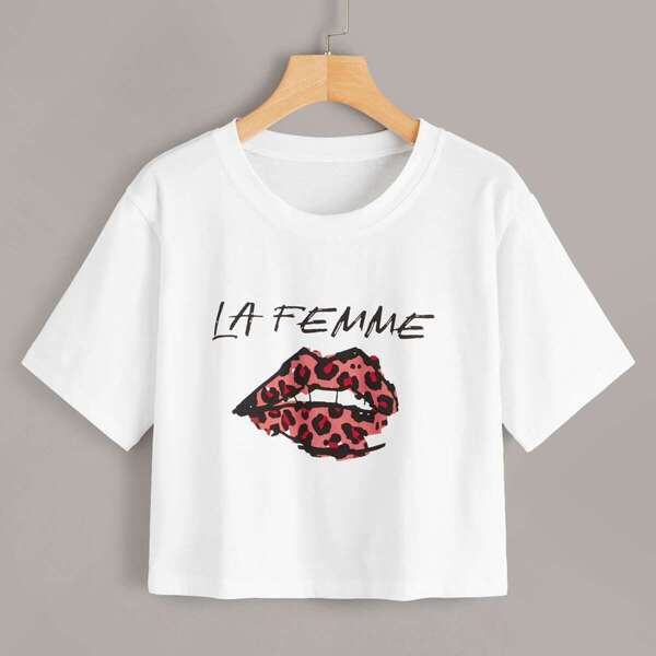 

Leopard Print Lip & Letter Print Tee