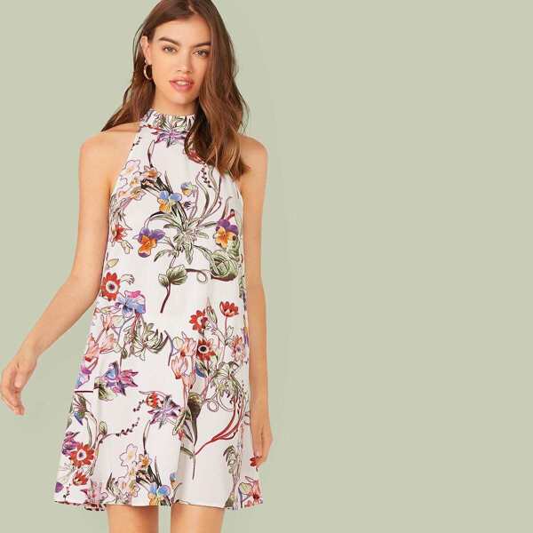 

Floral Print Swing Halter Dress