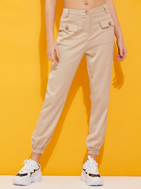 

Flap Pocket Patched Carrot Pants, Khaki, Nubia Sandos