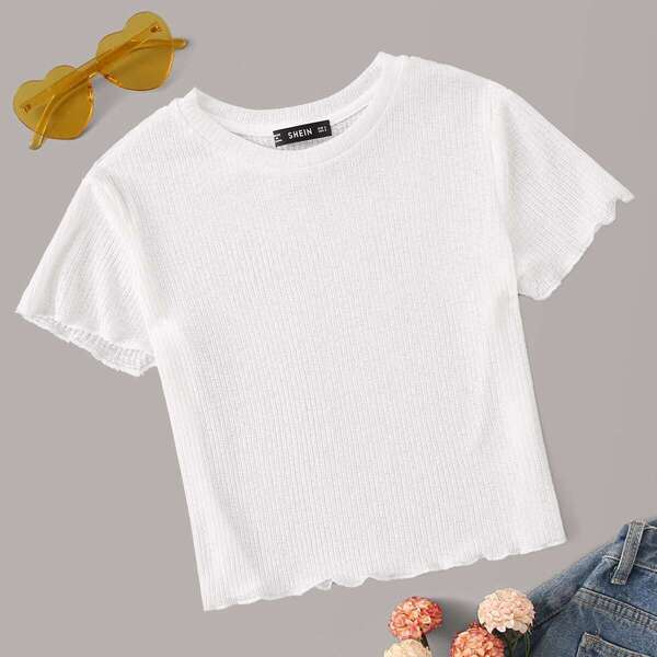 

Lettuce Trim Rib-knit Top