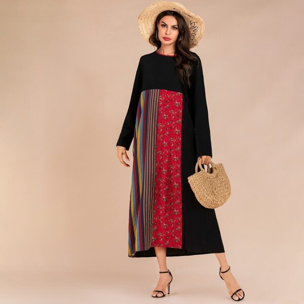 

Striped Drop Shoulder Longline Dress, Black