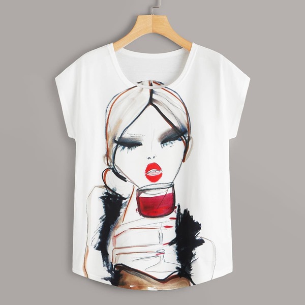 

Girl Print Round Neck Tee
