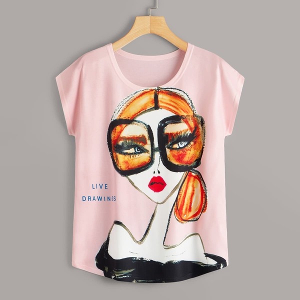 

Figure And Letter Print Tee