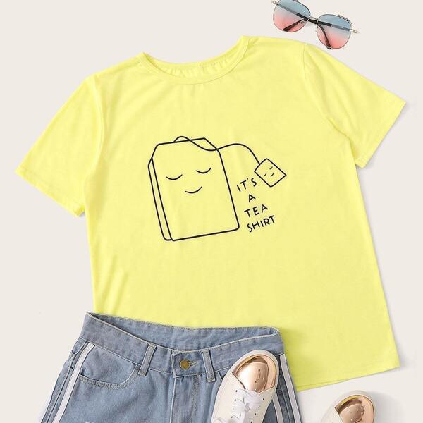 

Letter And Cartoon Print Tee