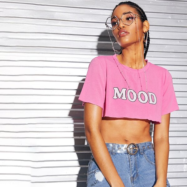 

Letter Graphic Crop Tee, Pink
