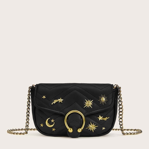 

Star Studded Decor Chain Crossbody Bag