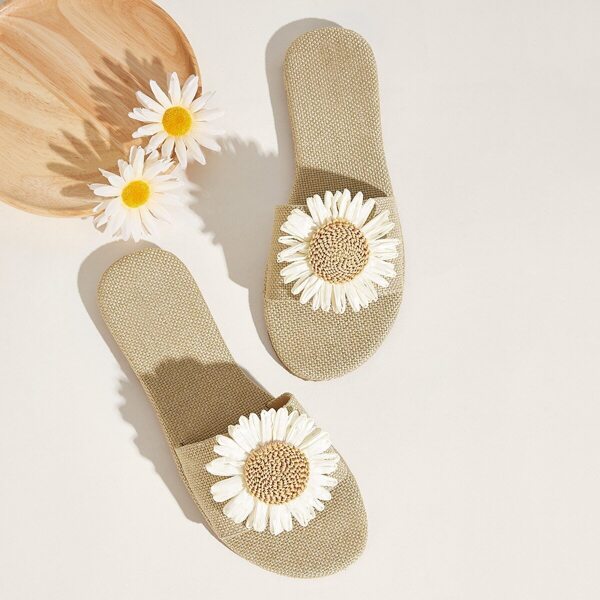 

Floral Decor Linen Flat Sliders
