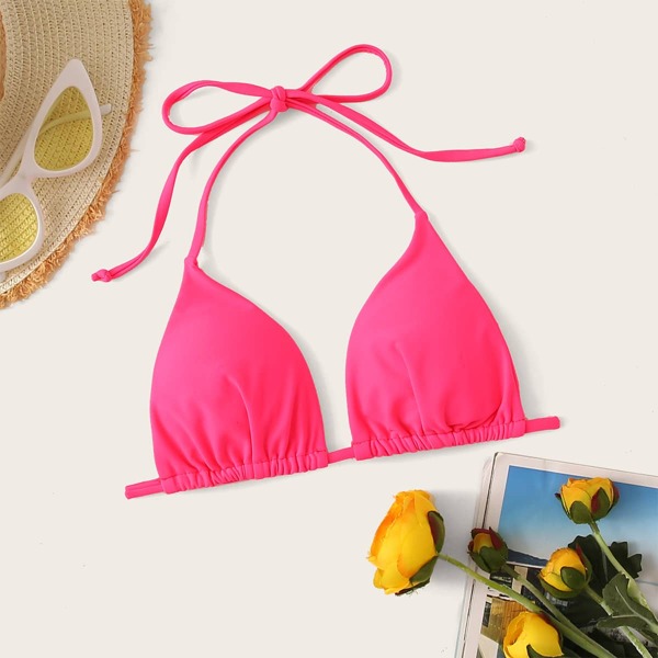 

Neon Pink Halter Swimming Top