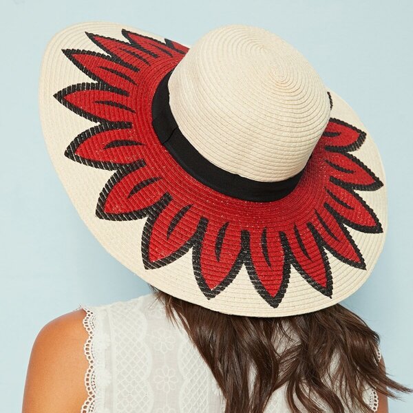 

Flower Design Floppy Hat, Multicolor